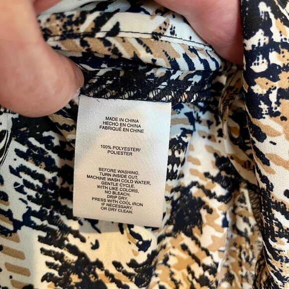 Jones New York Abstract Print Blouse V-Neck Pullover M - Picture 5 of 8